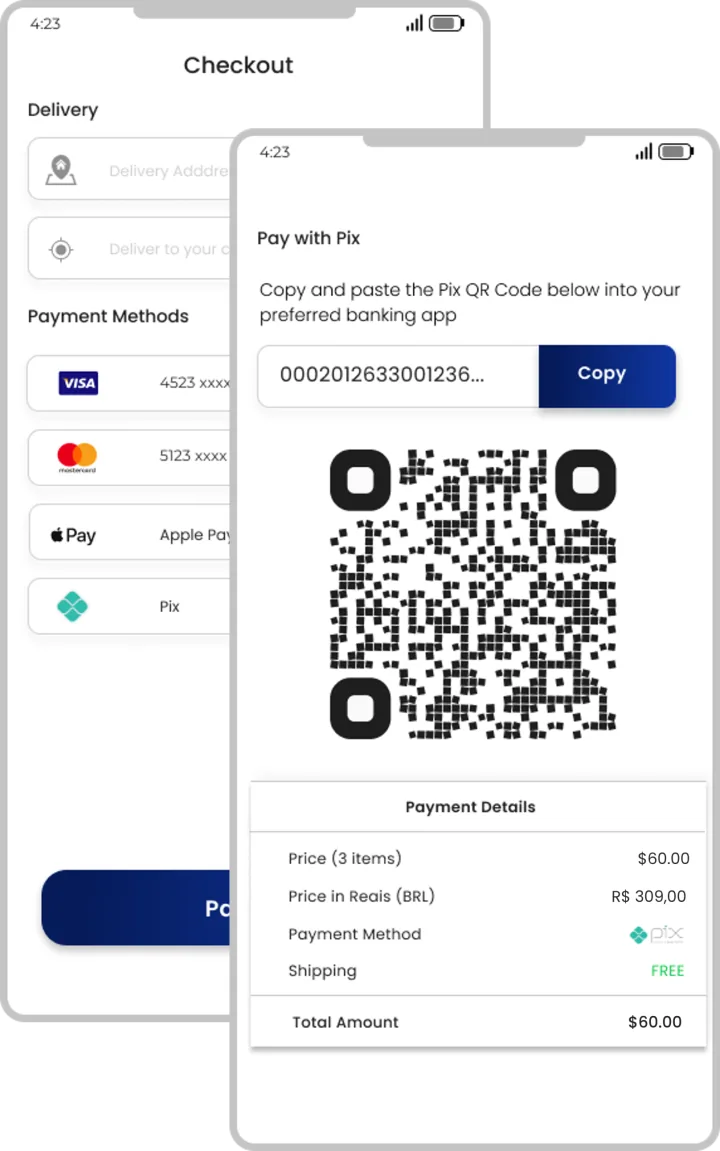 Illustrative Pix e-commerce checkout screen